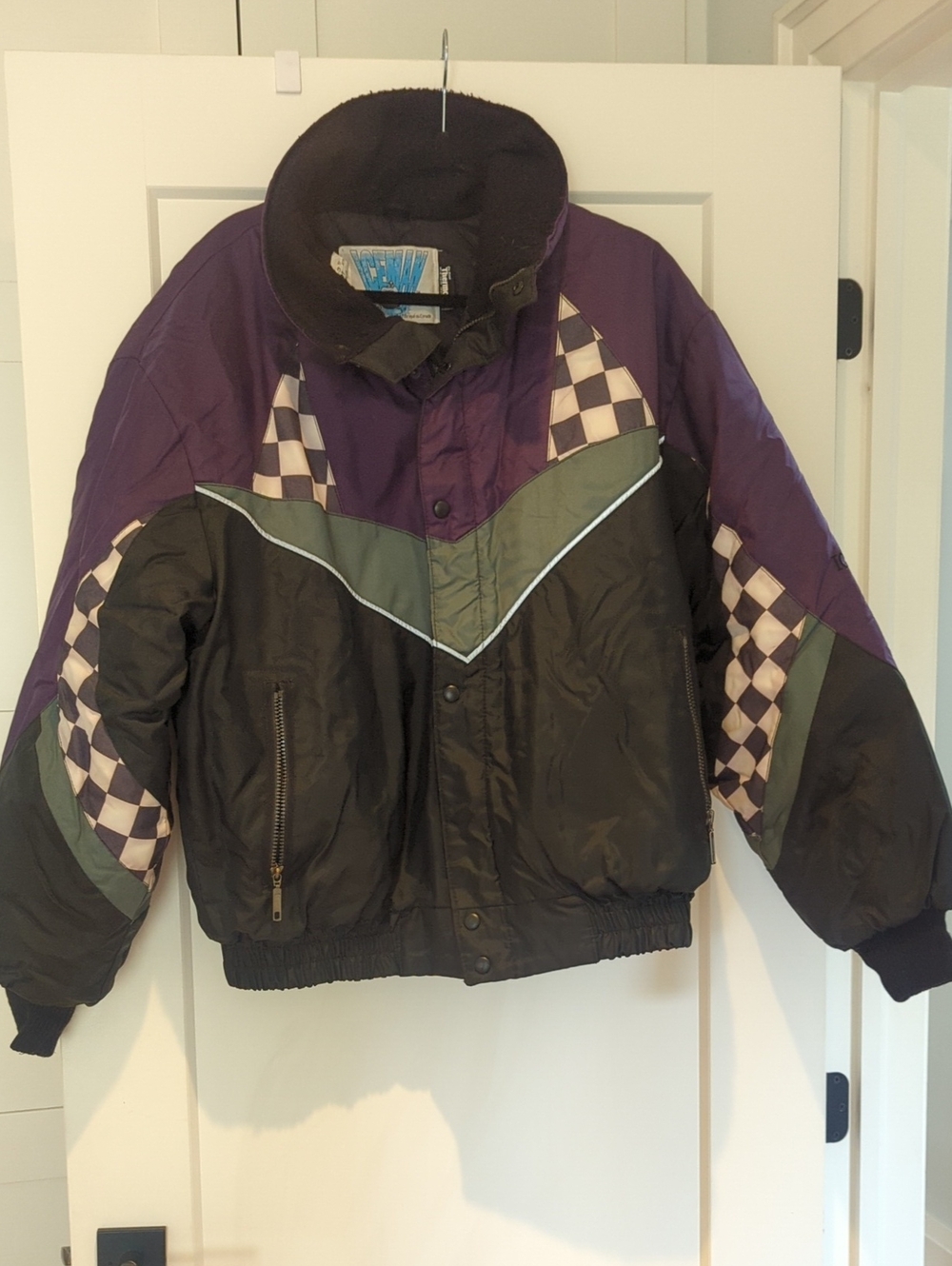Men's 80s Vintage Snowmobile Purple and Black Puffer Jacket